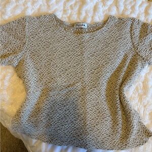 Paradox tan and White Patterned Top